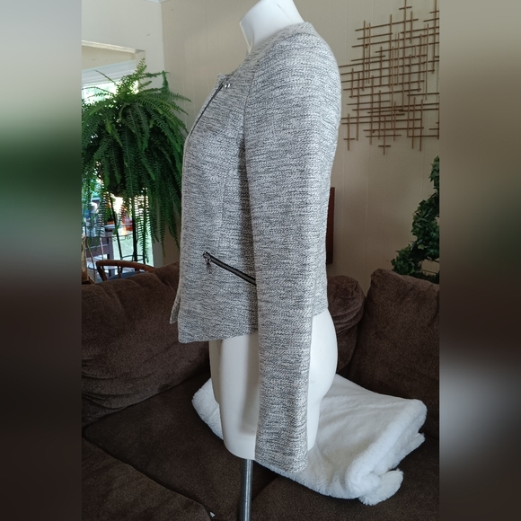 Banana Republic Textured Moto Jacket Women's Medium Asymmetrical Zip Blazer - Picture 4 of 12